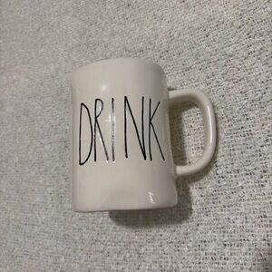 rae dunn "drink" white ceramic coffee tea mug farmhouse rustic cottagecore cabin